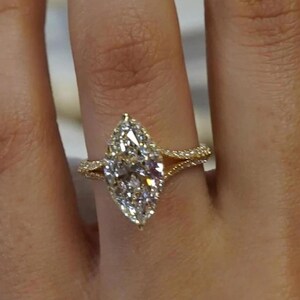 3CT Marquise Cut Moissanite Engagement Ring,14k Gold Wedding Proposal Ring Diamond Wedding Ring, Proposal Rings, Anniversary Ring gift For