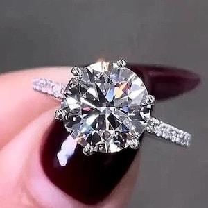 3CT Round Cut Moissanite Engagement Ring, Anniversary Ring, 14K Gold Dimond Solitaire Ring, Wedding Ring Set, Elegant Bridal Gift Ring