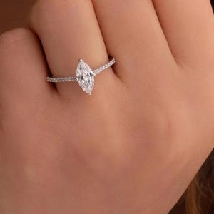 Anello taglio marquise da 1,00 ct, anello di fidanzamento in argento marquise, anello solitario marquise, anello di nozze con diamanti, regalo di anniversario per lei