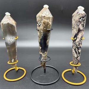 狼 天然石 ボルケーノアゲート ウルフ スタンド Volcano Wand - Etsy