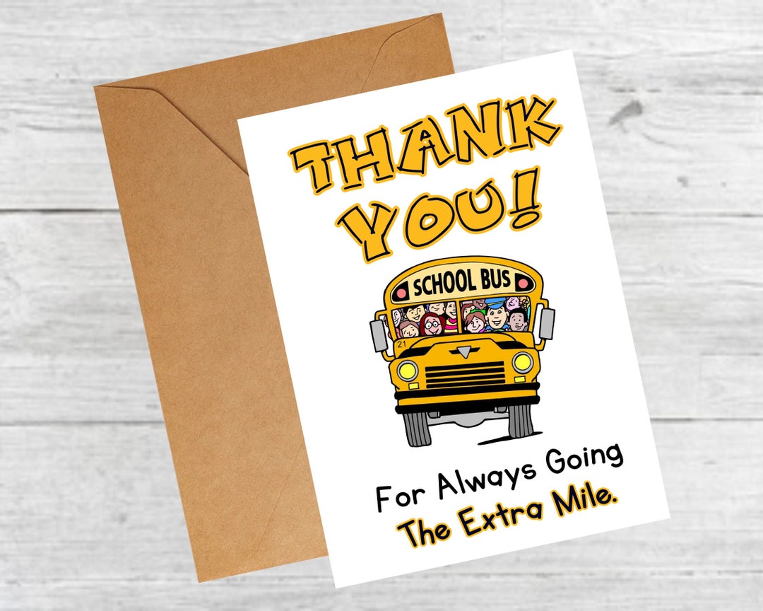 Printable Bus Driver Card Teacher Gifts Bus Driver Gifts - Etsy
