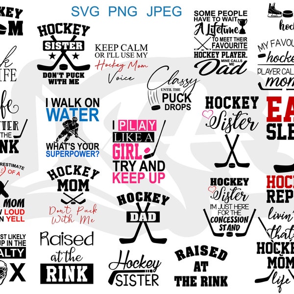 Hockey family shirt bundle - hockey life - svg - png - jpeg - sublimation - group shirts - funny shirts - diy template - card sign making