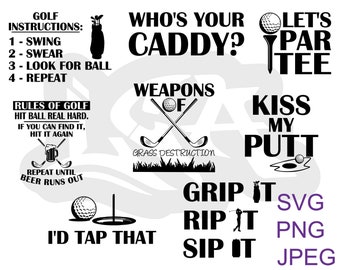 funny golfing image bundle - golf tournament - svg - png - jpeg - group shirts - funny shirts - diy template - card making - sign making