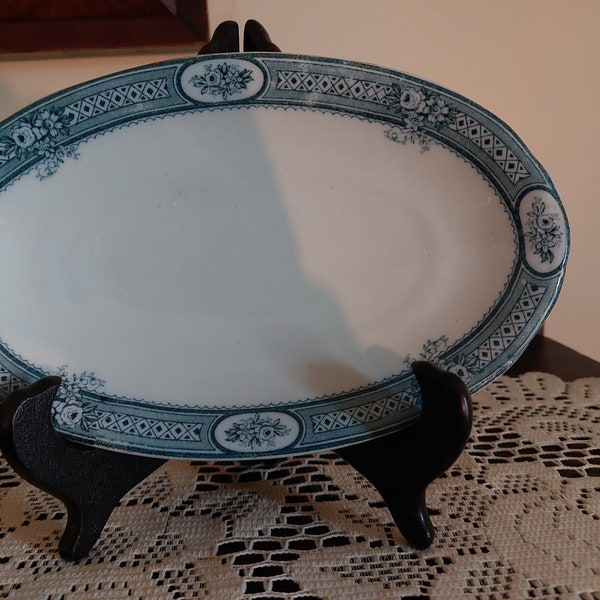 Furnivals antique smal blue platter/candy dish Worchester pattern