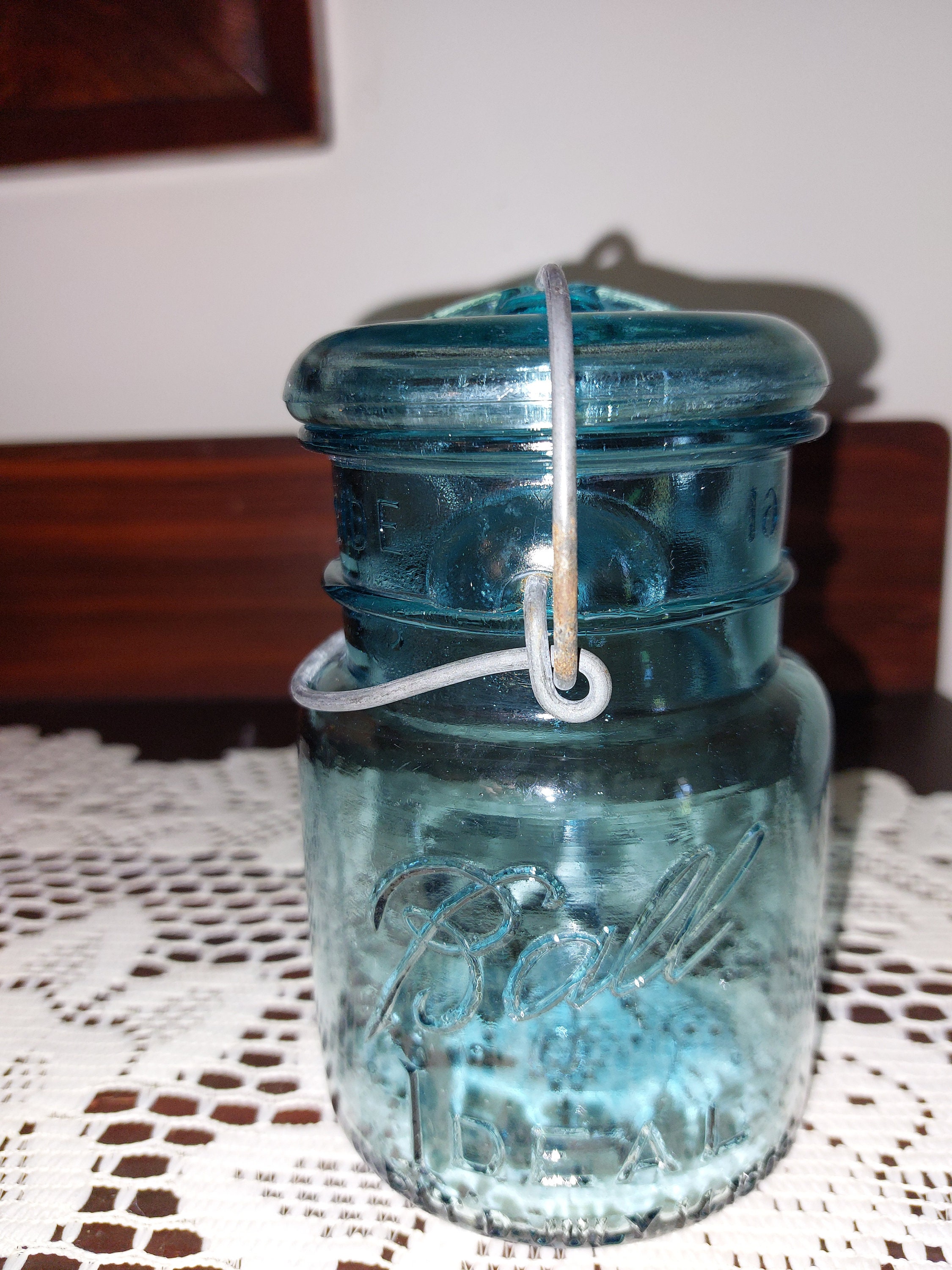 Mason Craft And More Americana Vintage Style Glass Storage Jar Wire Closure  16oz