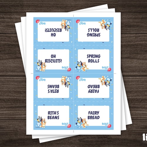 Editable Bluey Food Tent Cards for Bluey Themed Party - Etsy UK