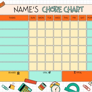 Editable Chore Chart for Kids