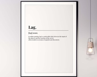 LAG - Póster con impresión de arte de pared con definición de GAMER, tamaño A5, A4, A3 y A2, para decoración del hogar, para juegos, habitación de niños y niñas, entre nosotros y Minecraft