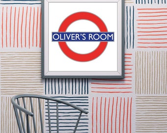 Póster personalizado con el logotipo de la estación de metro de Londres (nombre, dirección y frase)