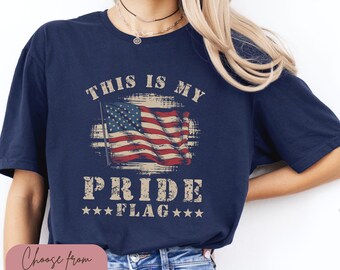 Pride for America Shirt, Comfort Colors Proud American Flag Shirt, Vintage USA Birthday Tee