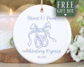Personalized 10th Anniversary Ornament, Anniversary Keepsake