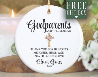 Personalized Godparents Ceramic Ornament, Custom Keepsake