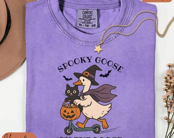 Spooky Goose Halloween T-Shirt, Comfort Colors Retro Trick or Treat Tee