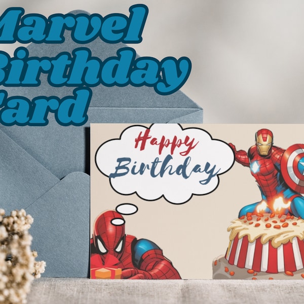 Marvel Cute Birthday Cards / Marvel Spiderman, İronman , Captain America Themed Birthday Card + Gift Box