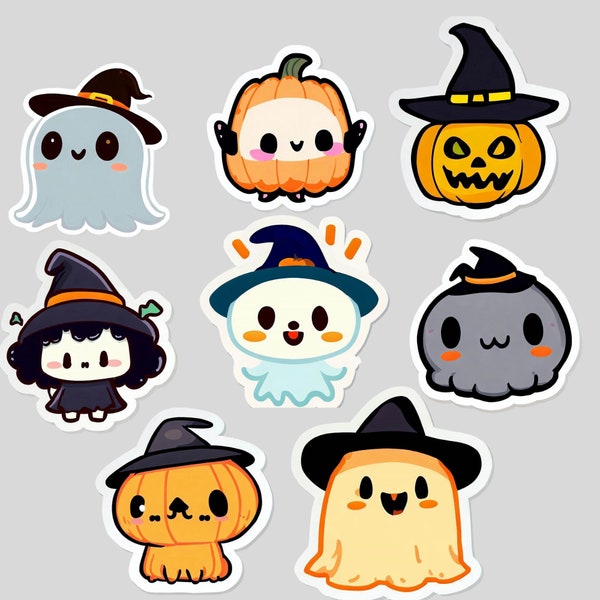 Halloween Sticker Sheets Printable / Halloween Bundle, Pumpkın  , Ghost , Witch Cute Sticker Set Instant Download