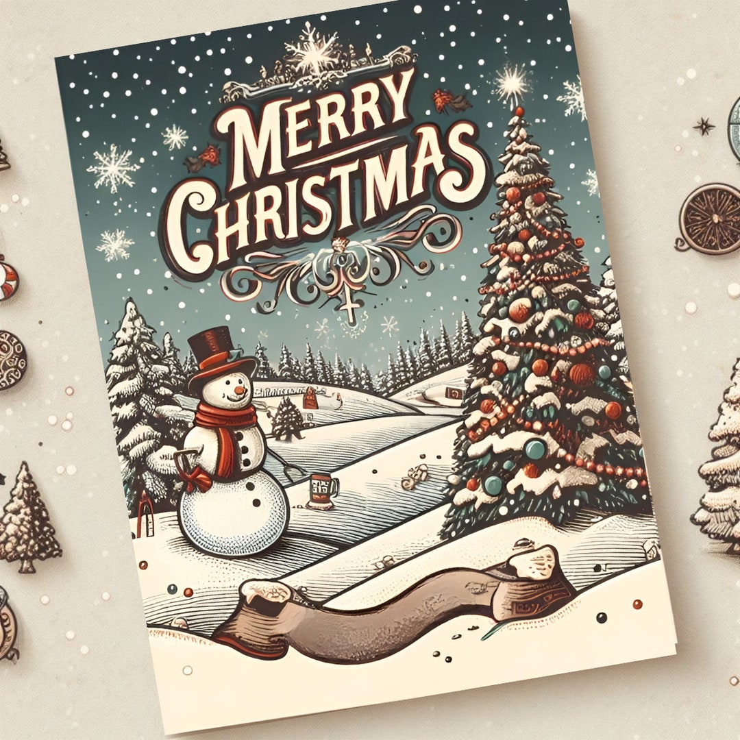 Merry Christmas Digital Card Printable Christmas Card Etsy Christmas Digital Card