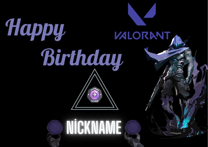 Valorant Omen Themed Birthday Card , Printable Birthday Card, Gamer