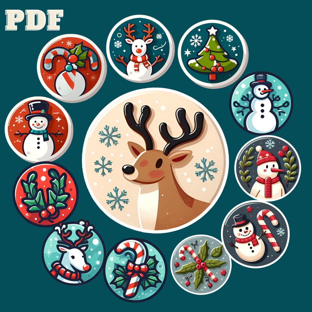Christmas Cute Stickers Sheets Printable Christmas Bundle 12 - Etsy