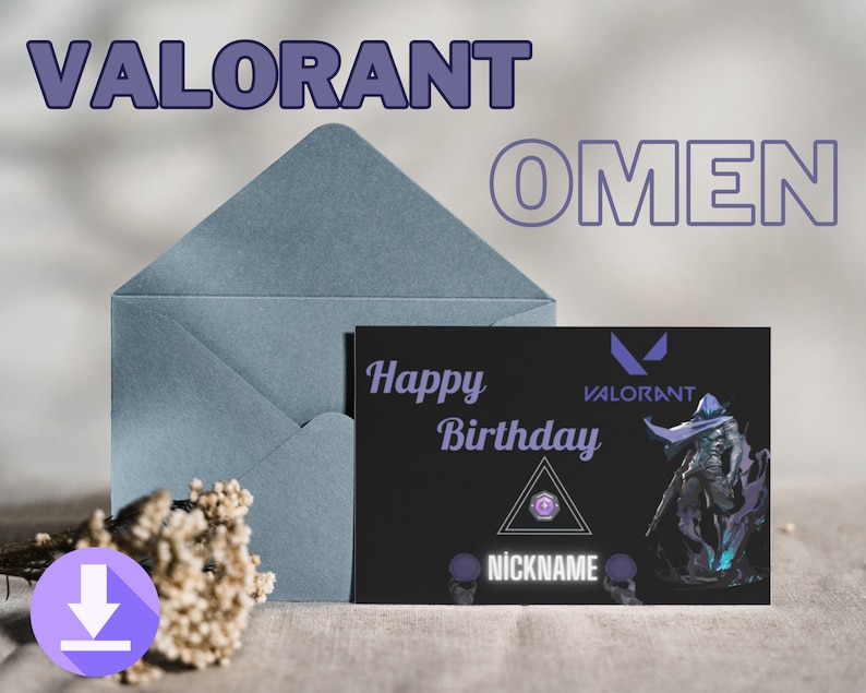 Valorant Omen Themed Birthday Card , Printable Birthday Card, Gamer