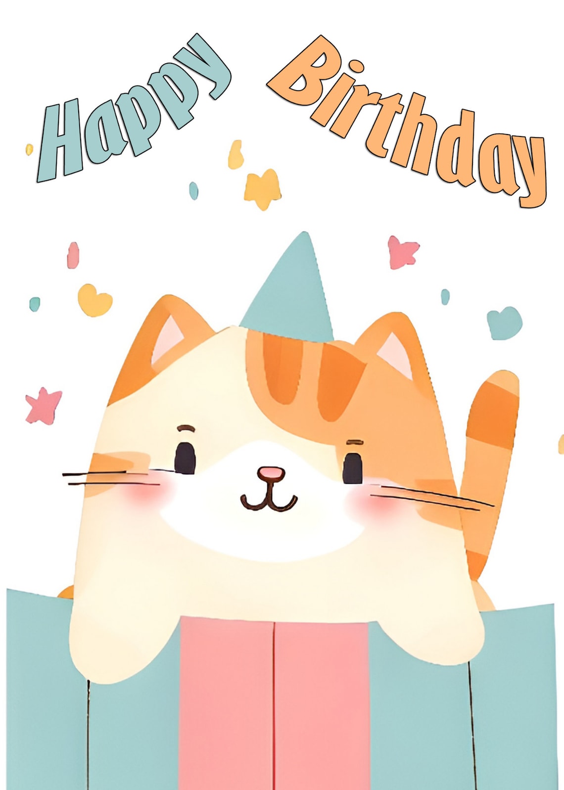 Cute Cat Birthday Card Printable , Happy Birthday Card for Kids Pdf ...