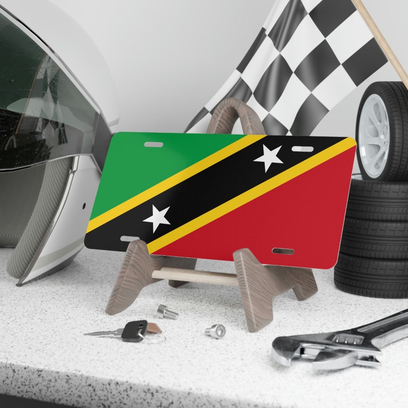 Saint Kitts and Nevis Flag Car Plate tag image 4