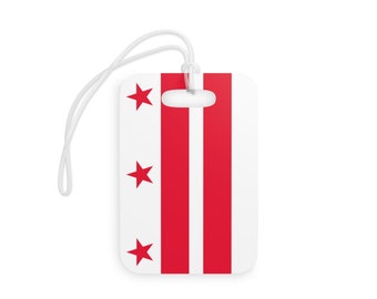 Washington DC Flag Luggage Tag, Great travel gift, airport tag or school bag tag