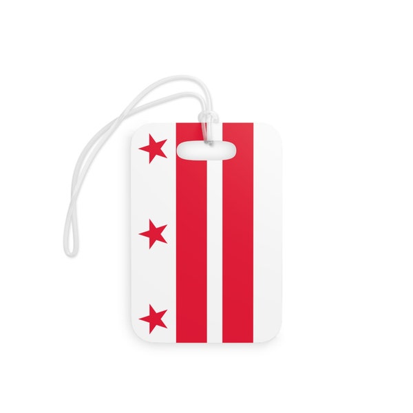 Washington DC Flag Luggage Tag, Great travel gift, airport tag or school bag tag