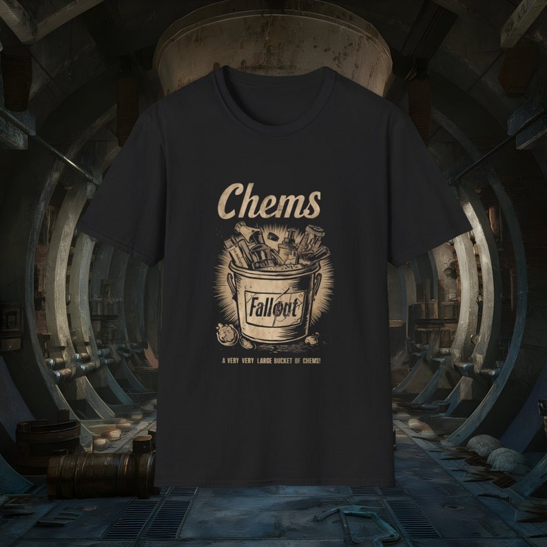 Bucket of Chems Unisex Gildan 64000 Softstyle T Shirt / Fallout Fan Art zdjęcie 2