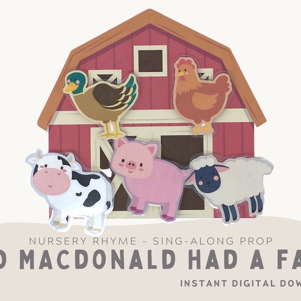 Old MacDonald Had A Farm Printable Props. Nursery Rhymes, Baby and Toddler Activity. Instant Download.