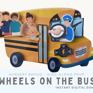 Accessoires imprimables Roues sur le bus. Comptines pour bébés, activité pour bébés et tout-petits. Téléchargement instantané.