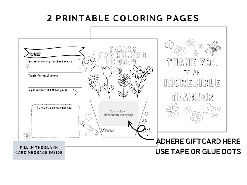 Teacher Appreciation Card From Kids. Thanks for Helping Me Grow. Thank ...