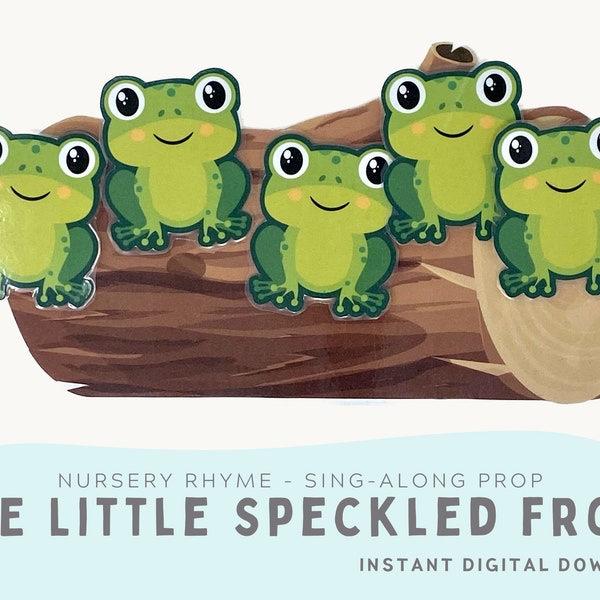 Five Little Speckled Frogs Printable Props. Nursery Rhymes, Baby and Toddler Activity, Home Schooling. Instant Download.