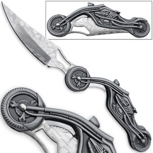 Road Rash Pocket Knife Chopper Davidson Motif 8.25in Folder Motocycle Bike Cycle
