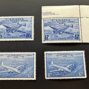4 Canada Vintage Airmail unused stamps