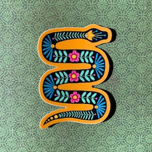 Folk Art Snake 3" Vinyl Sticker | Floral Snake
