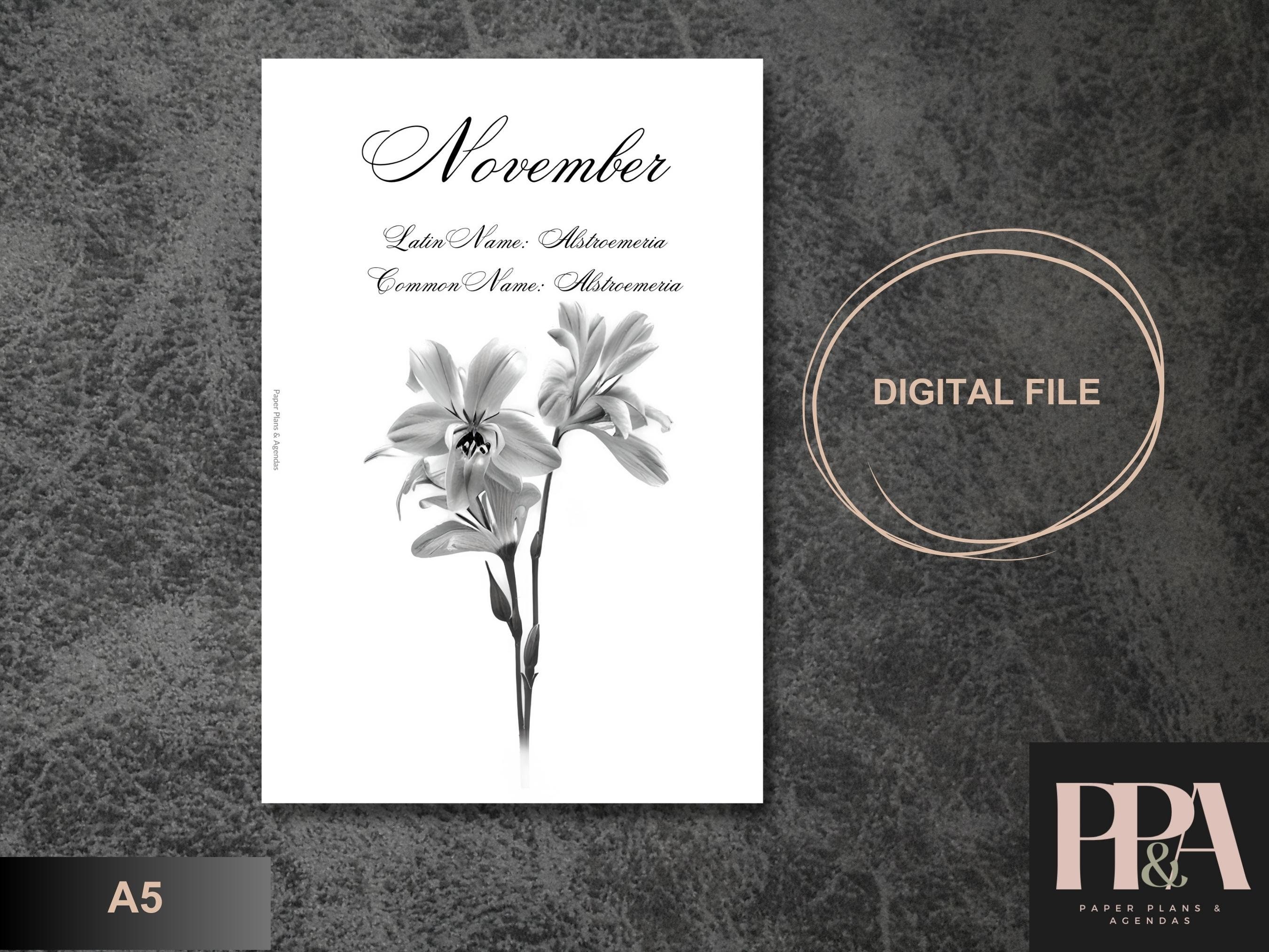 A5 | 12 Elegant Monthly Flower Dashboards | Printable | Bring the ...