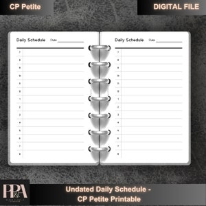 CP Petite / Programma giornaliero / Inserti stampabili / Modello di programma giornaliero / Ricariche semplici per agenda / Download digitale