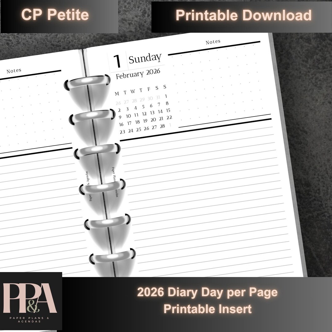2026 Daily Planner Insert: CP Petite Day per Page Minimal Lined Pages ...