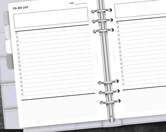 A5 | TO DO LIST | Printable Inserts | Day Schedule Template | Simple Agenda Refills |  Digital Download