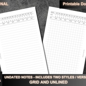 Personal Planner Insert: Grid & Lined Notes (Digital File)