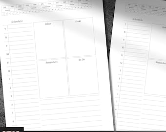 Planificador diario imprimible de media carta sin fecha: Plantilla de horario (Descarga digital)