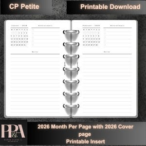 2026 CP Petite Planner-insats: En månad per sida, linjerad (PDF-nedladdning)