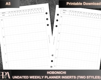 A5 Hobonichi Undated Weekly Planner Insert: Lined & Grid (PDF)