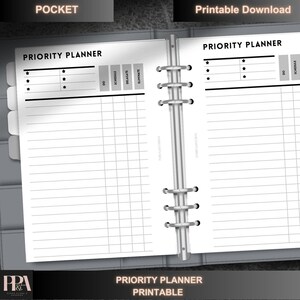 POCKET | Priority Inserts| Inbox | PDF | prioritise tasks | Instant Download | Printable |