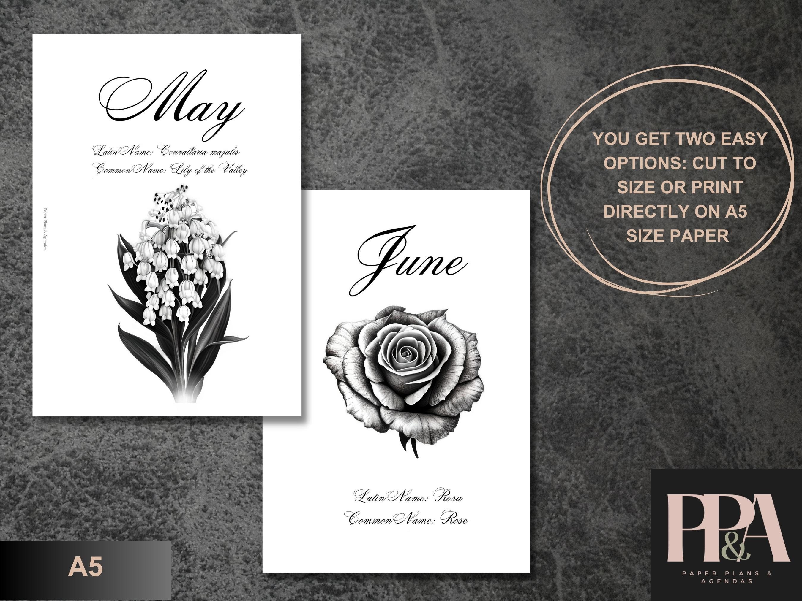 A5 | 12 Elegant Monthly Flower Dashboards | Printable | Bring the ...