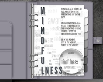 A5 Mindfulness Planner Dashboard Insert: Motivational Printable (PDF)