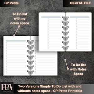 CP Petite / Da fare / Due versioni / Con e senza note / Inserti stampabili / Modello di cose da fare / Ricariche semplici / Download digitale