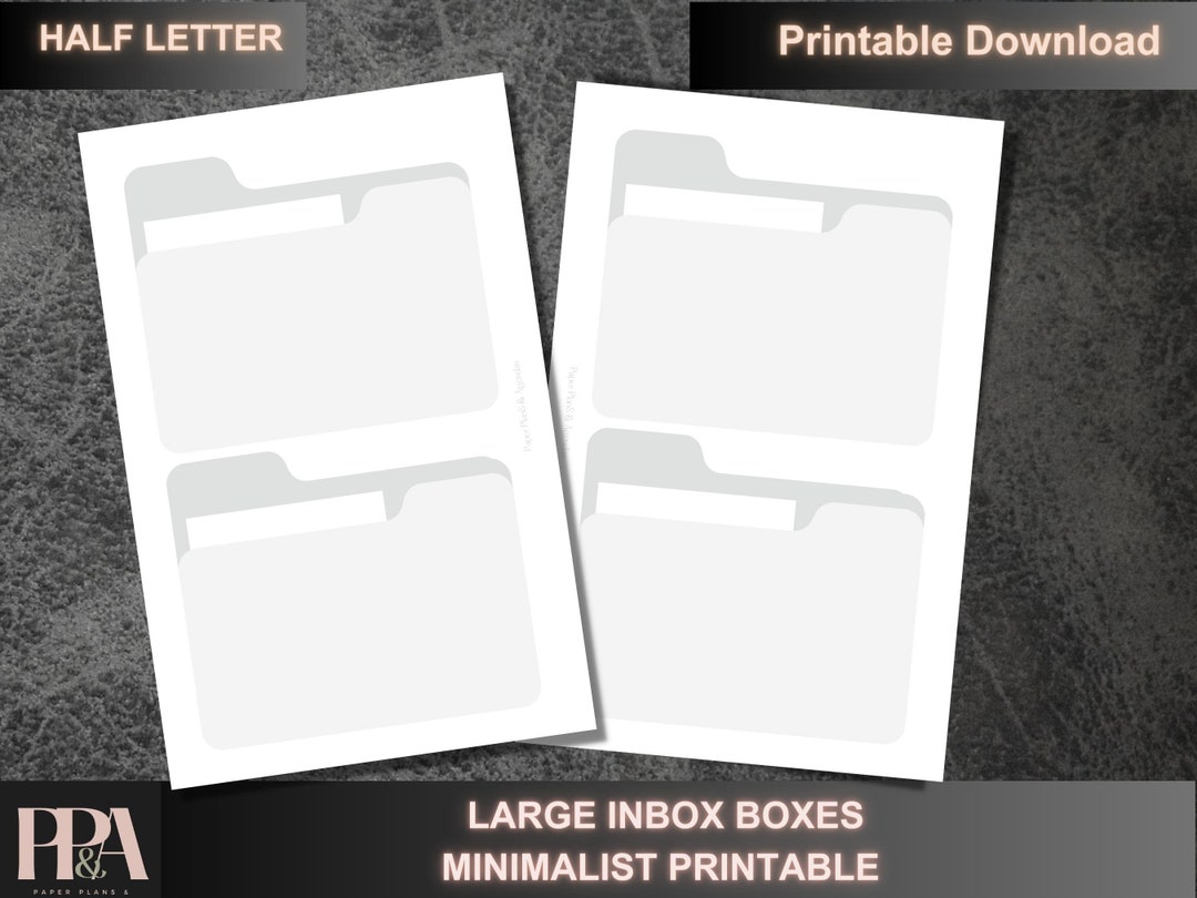 Large Paper Inbox HALF LETTER Blank Large Inbox Digital Download Blank Box to Do List ...