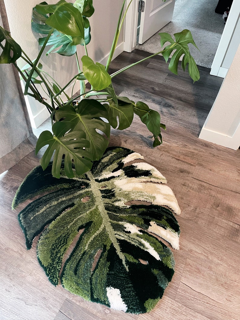 Variegated Monstera Rug Etsy