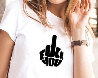T-shirt with provocative middle finger design, statement t-shirt, rebellious middle finger design, gift t-shirt unisex